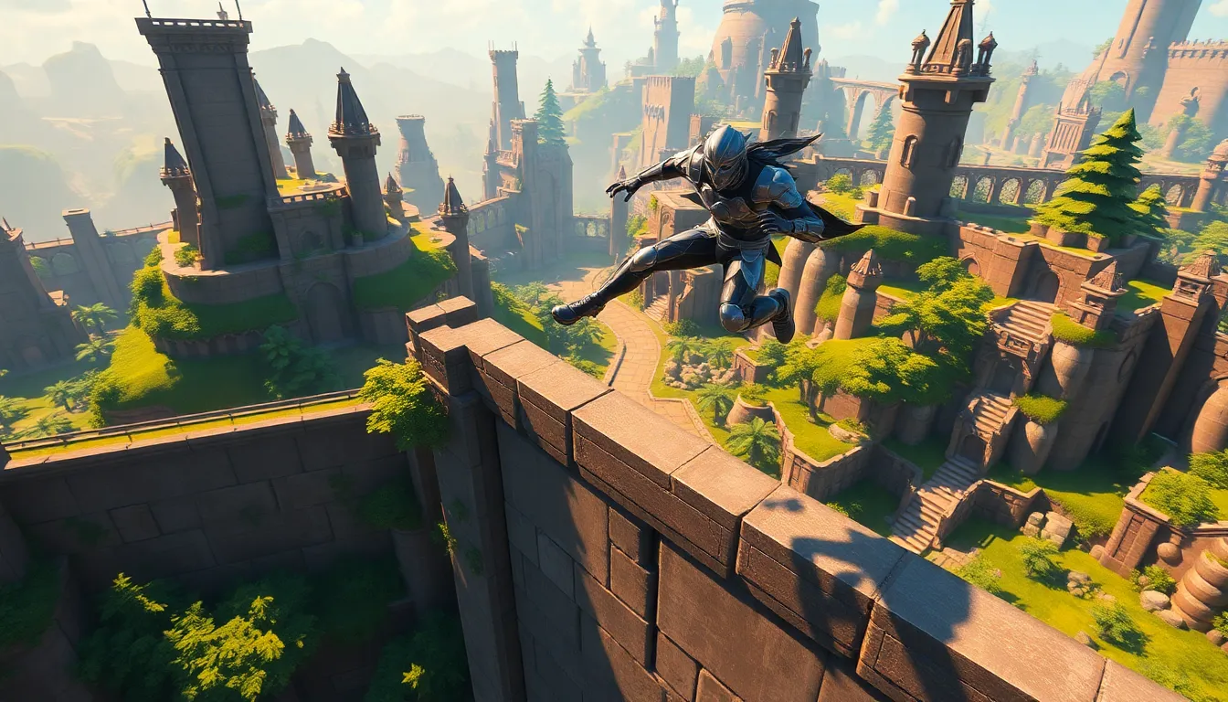 RS3 character performing an agility leap in a vibrant game environment.